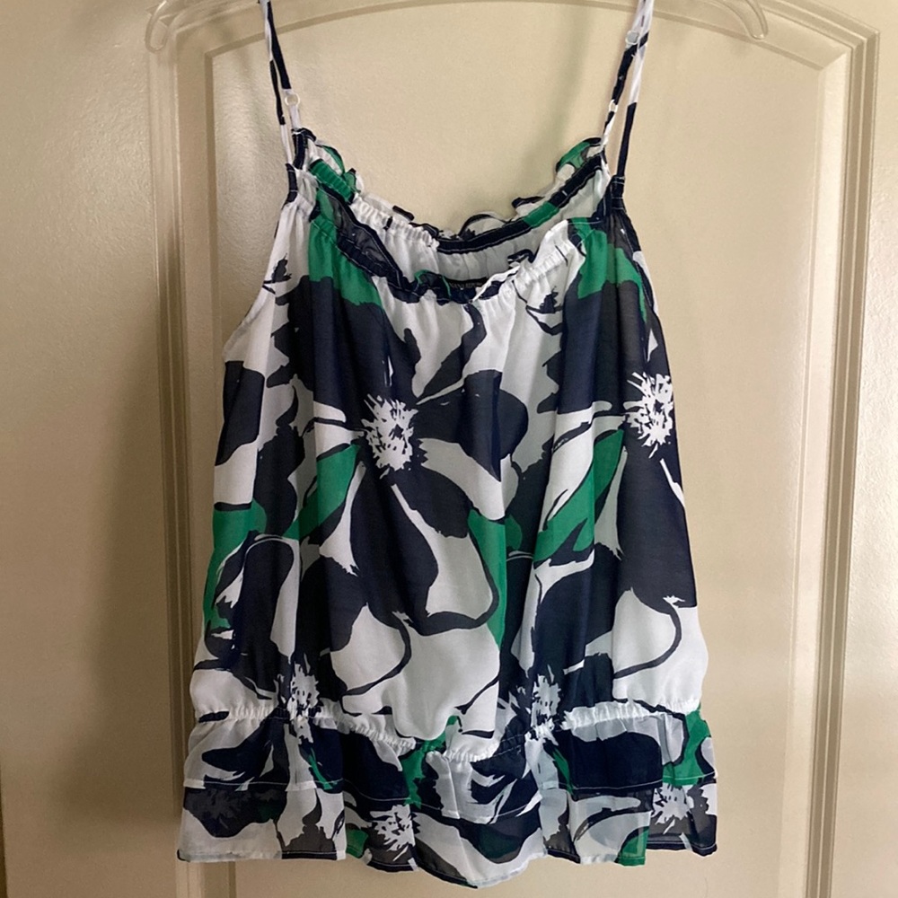 Banana Republic factory navy/green floral top